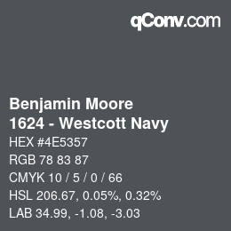 Código de color: Benjamin Moore - 1624 - Westcott Navy | qconv.com