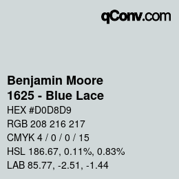 Color code: Benjamin Moore - 1625 - Blue Lace | qconv.com