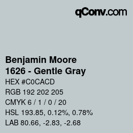 Código de color: Benjamin Moore - 1626 - Gentle Gray | qconv.com