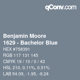 Code couleur: Benjamin Moore - 1629 - Bachelor Blue | qconv.com