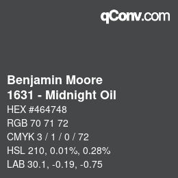 Código de color: Benjamin Moore - 1631 - Midnight Oil | qconv.com