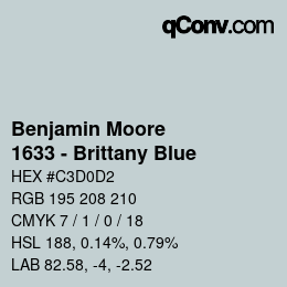 Código de color: Benjamin Moore - 1633 - Brittany Blue | qconv.com