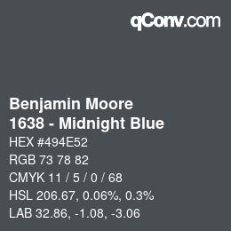 Color code: Benjamin Moore - 1638 - Midnight Blue | qconv.com