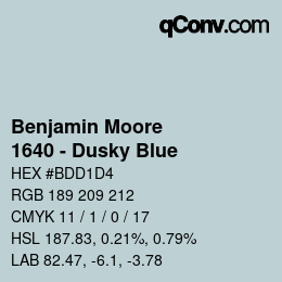Code couleur: Benjamin Moore - 1640 - Dusky Blue | qconv.com