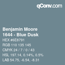 Código de color: Benjamin Moore - 1644 - Blue Dusk | qconv.com