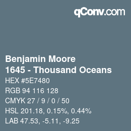 Código de color: Benjamin Moore - 1645 - Thousand Oceans | qconv.com