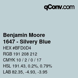 Farbcode: Benjamin Moore - 1647 - Silvery Blue | qconv.com