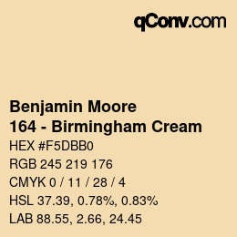 Color code: Benjamin Moore - 164 - Birmingham Cream | qconv.com