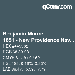カラーコード: Benjamin Moore - 1651 - New Providence Navy | qconv.com