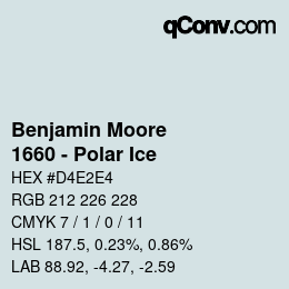 颜色代码: Benjamin Moore - 1660 - Polar Ice | qconv.com