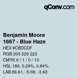 Color code: Benjamin Moore - 1667 - Blue Haze | qconv.com