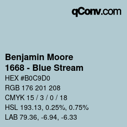 Code couleur: Benjamin Moore - 1668 - Blue Stream | qconv.com