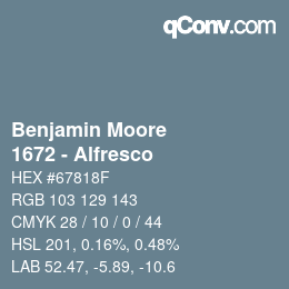 Código de color: Benjamin Moore - 1672 - Alfresco | qconv.com