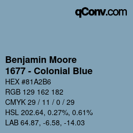 Code couleur: Benjamin Moore - 1677 - Colonial Blue | qconv.com
