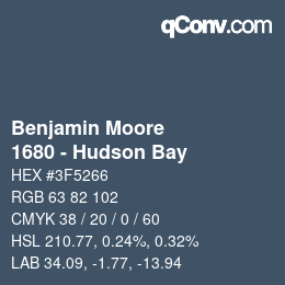 Code couleur: Benjamin Moore - 1680 - Hudson Bay | qconv.com