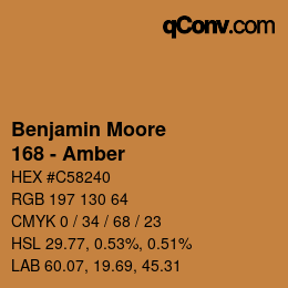 Color code: Benjamin Moore - 168 - Amber | qconv.com