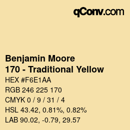 Color code: Benjamin Moore - 170 - Traditional Yellow | qconv.com