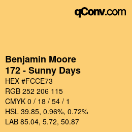 Color code: Benjamin Moore - 172 - Sunny Days | qconv.com