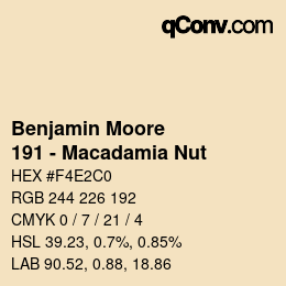 Código de color: Benjamin Moore - 191 - Macadamia Nut | qconv.com