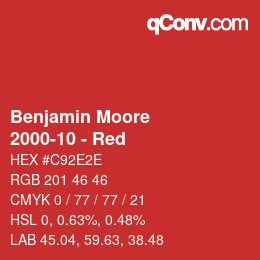 Farbcode: Benjamin Moore - 2000-10 - Red | qconv.com