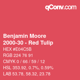 Color code: Benjamin Moore - 2000-30 - Red Tulip | qconv.com