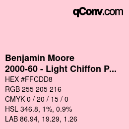 カラーコード: Benjamin Moore - 2000-60 - Light Chiffon Pink | qconv.com