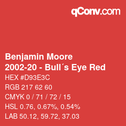 Color code: Benjamin Moore - 2002-20 - Bull´s Eye Red | qconv.com