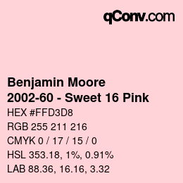 カラーコード: Benjamin Moore - 2002-60 - Sweet 16 Pink | qconv.com