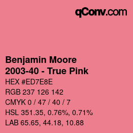 Código de color: Benjamin Moore - 2003-40 - True Pink | qconv.com