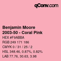 カラーコード: Benjamin Moore - 2003-50 - Coral Pink | qconv.com