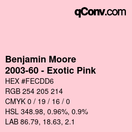 Código de color: Benjamin Moore - 2003-60 - Exotic Pink | qconv.com