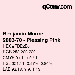 カラーコード: Benjamin Moore - 2003-70 - Pleasing Pink | qconv.com