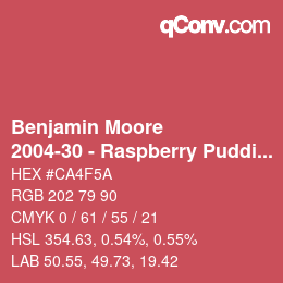 颜色代码: Benjamin Moore - 2004-30 - Raspberry Pudding | qconv.com