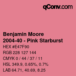 Code couleur: Benjamin Moore - 2004-40 - Pink Starburst | qconv.com