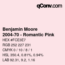 Code couleur: Benjamin Moore - 2004-70 - Romantic Pink | qconv.com