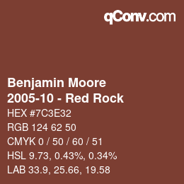 Code couleur: Benjamin Moore - 2005-10 - Red Rock | qconv.com