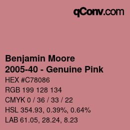 Farbcode: Benjamin Moore - 2005-40 - Genuine Pink | qconv.com