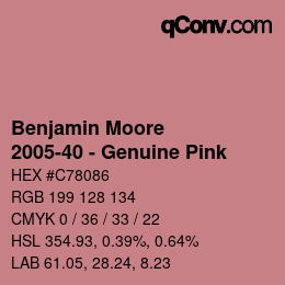 Color code: Benjamin Moore - 2005-40 - Genuine Pink | qconv.com