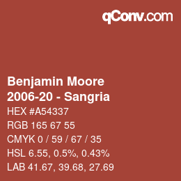 Color code: Benjamin Moore - 2006-20 - Sangria | qconv.com