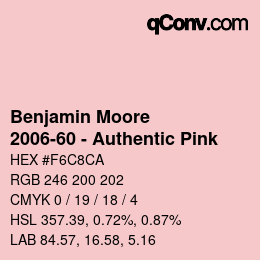 Code couleur: Benjamin Moore - 2006-60 - Authentic Pink | qconv.com