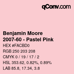Color code: Benjamin Moore - 2007-60 - Pastel Pink | qconv.com