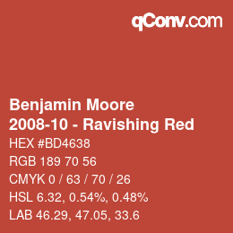 Color code: Benjamin Moore - 2008-10 - Ravishing Red | qconv.com