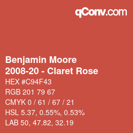 Color code: Benjamin Moore - 2008-20 - Claret Rose | qconv.com