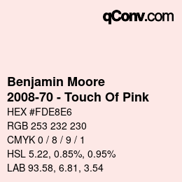 Color code: Benjamin Moore - 2008-70 - Touch Of Pink | qconv.com
