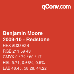 Color code: Benjamin Moore - 2009-10 - Redstone | qconv.com