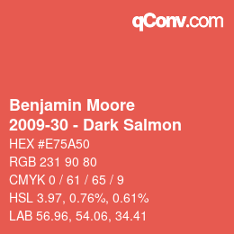 Color code: Benjamin Moore - 2009-30 - Dark Salmon | qconv.com