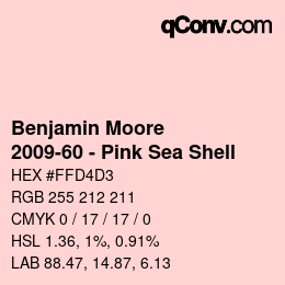 Color code: Benjamin Moore - 2009-60 - Pink Sea Shell | qconv.com