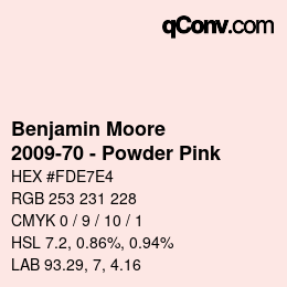 Color code: Benjamin Moore - 2009-70 - Powder Pink | qconv.com