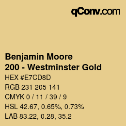 Color code: Benjamin Moore - 200 - Westminster Gold | qconv.com