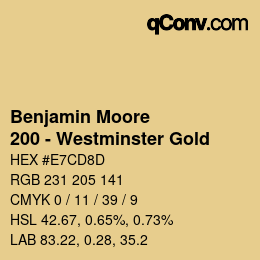 Código de color: Benjamin Moore - 200 - Westminster Gold | qconv.com